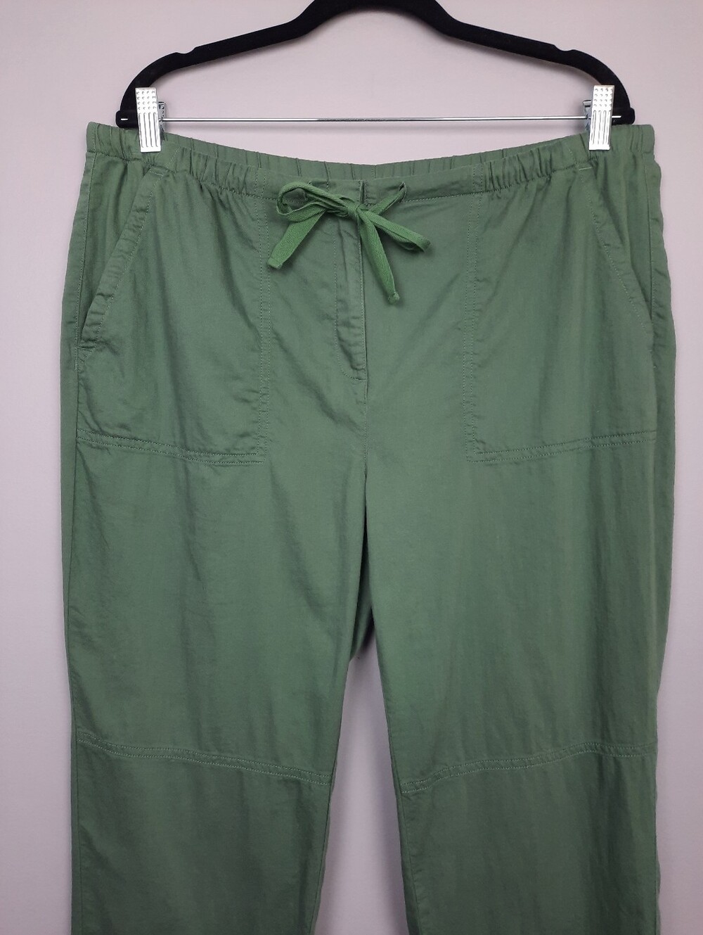 Eileen Fisher Nori Green Organic Cotton High Rise Relaxed Slim Leg Pants Large - Picture 3 of 15